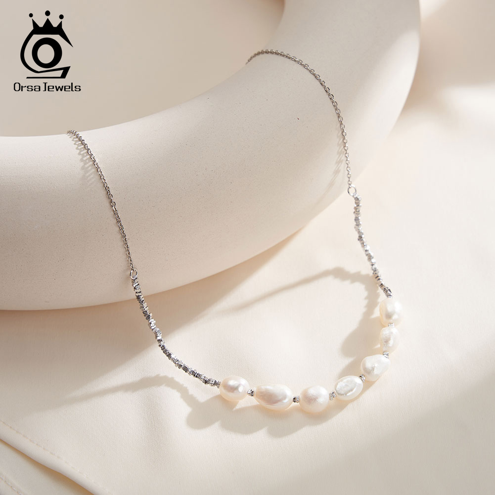 Pearl Choker Necklace Vintage - Orsa-女性用スターリングシルバーnuggetネックレス,ペンダント,925スターリングシルバー,天然淡水真珠,ヴィンテージジュエリー,gpsn69