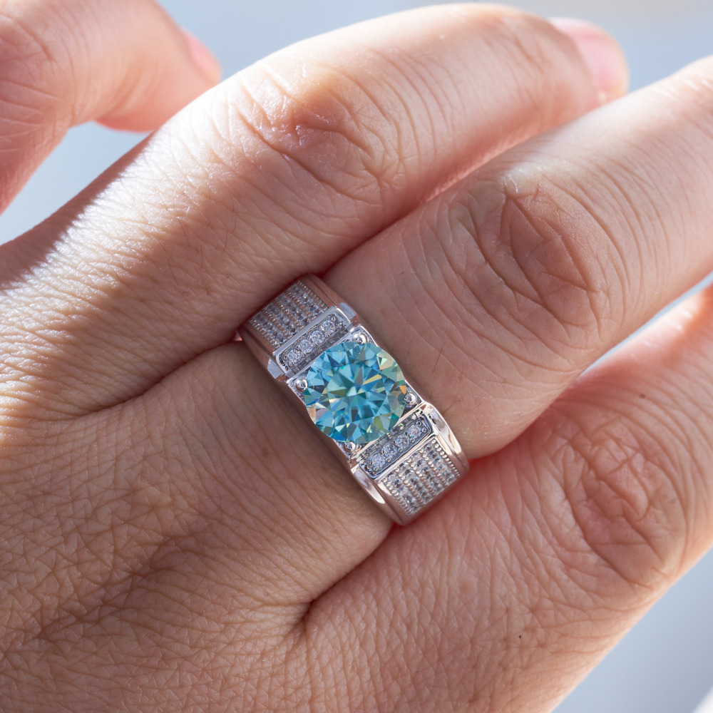 男性用925スターリングシルバーモアッサナイトリング,ナチュ - Moissanite Engagement Ring 1 Carat のレビューと価格