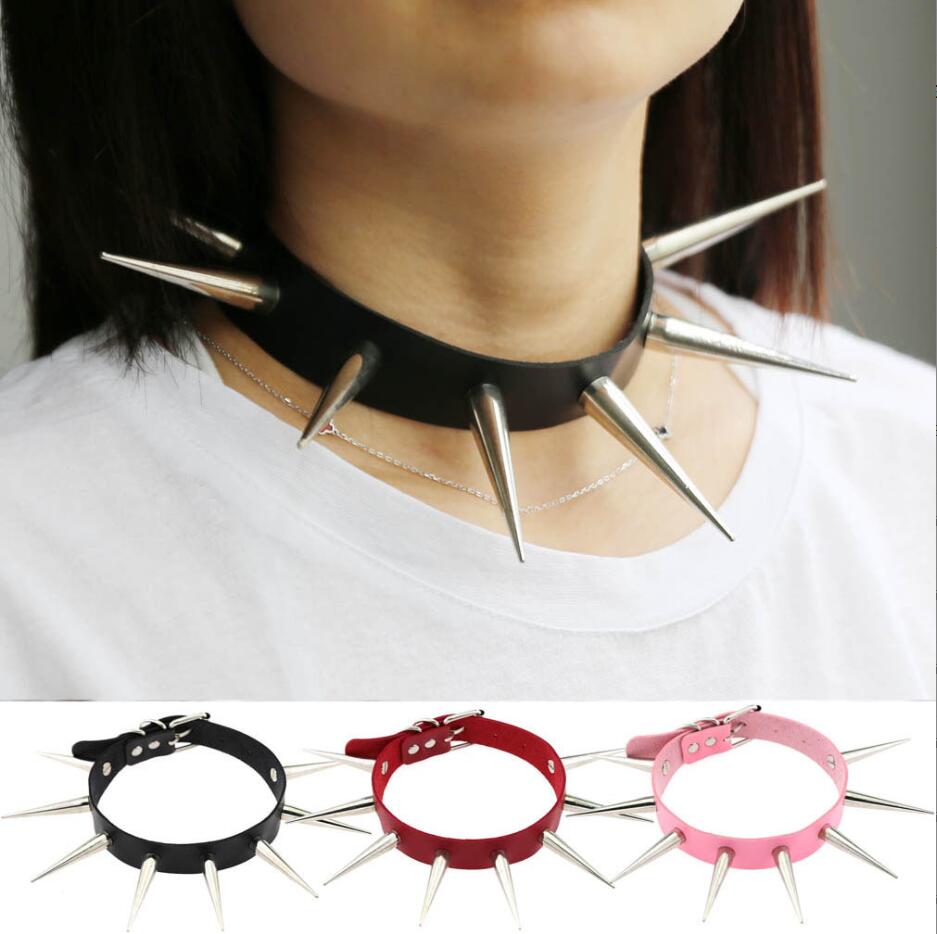 エモスパイクチョーカーパンク首輪女性女性男性黒革スタッズリベ - Goth Punk Spike Choker のレビューと価格